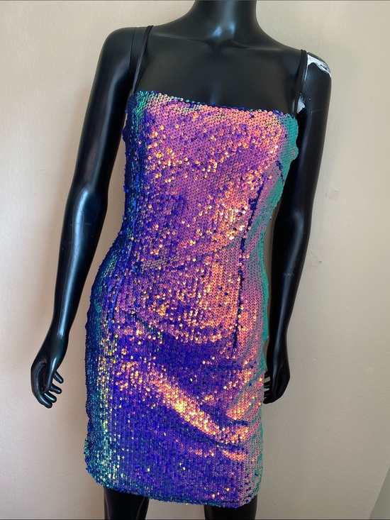 D&M Dresses & Skirts - Iridescent Multi-Sequin Cowl Midi Dress - Black Straps